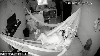 Wife making him handjob during sleep - living room tape