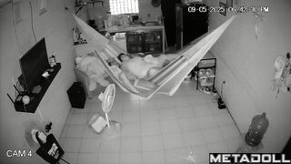 Wife making him handjob during sleep - living room tape