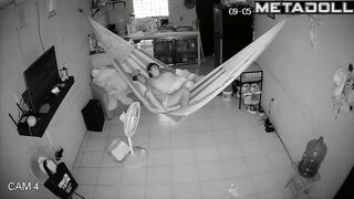 Wife making him handjob during sleep - living room tape