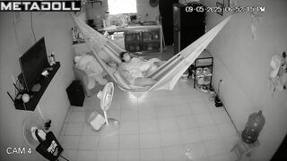 Wife making him handjob during sleep - living room tape