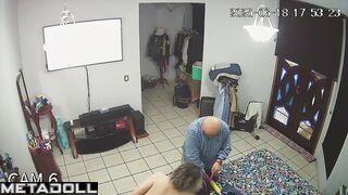 Couple is getting ready for work together (and watching tv)