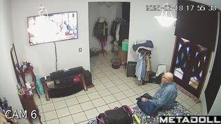 Couple is getting ready for work together (and watching tv)