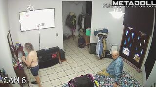 Couple is getting ready for work together (and watching tv)
