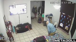Couple is getting ready for work together (and watching tv)