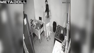 She making him blowjob in the dorm kitchen (spy secret camera)