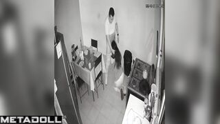 She making him blowjob in the dorm kitchen (spy secret camera)