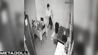 She making him blowjob in the dorm kitchen (spy secret camera)