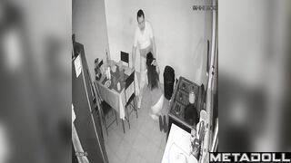 She making him blowjob in the dorm kitchen (spy secret camera)