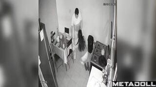 She making him blowjob in the dorm kitchen (spy secret camera)