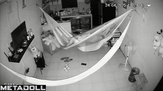 Handjob in a transparent hammock, home secret scenes