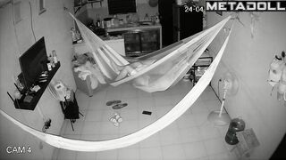 Handjob in a transparent hammock, home secret scenes