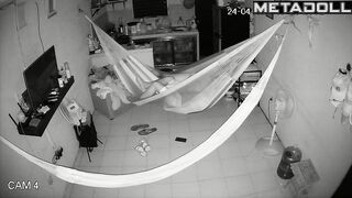 Handjob in a transparent hammock, home secret scenes