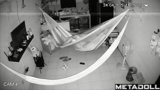 Handjob in a transparent hammock, home secret scenes