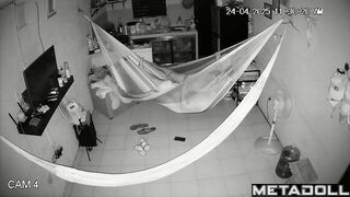 Handjob in a transparent hammock, home secret scenes