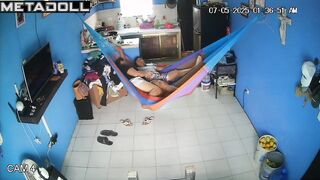 Interesting entertainment in a hammock, home video