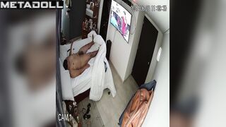 She wiped the cum off his belly after sex, secret video