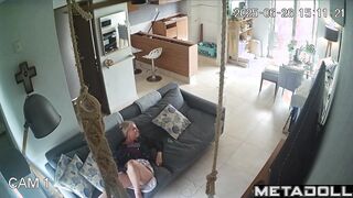 She talks on the phone with her lover while husband is away