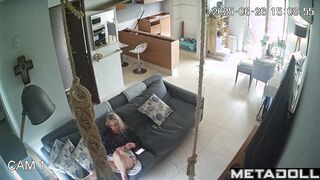She talks on the phone with her lover while husband is away