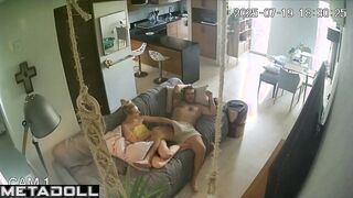 Married couple has sex on the couch [she pleases her man with blowjob]