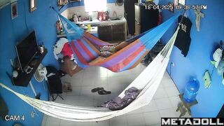 Chubby wife making fast handjob in the cozy hammock