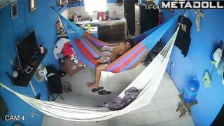 Chubby wife making fast handjob in the cozy hammock