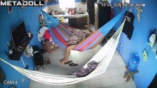 Chubby wife making fast handjob in the cozy hammock
