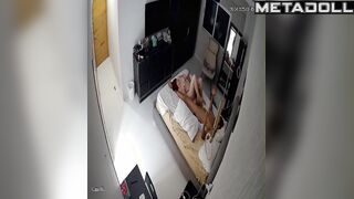 Pretty redhead lady flirting with her man on the bed
