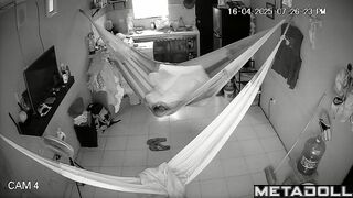 Chubby wife and her husband enjoying the process in hammock