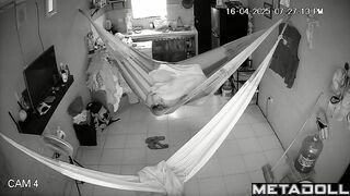 Chubby wife and her husband enjoying the process in hammock