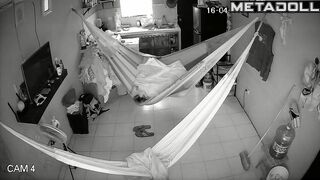Chubby wife and her husband enjoying the process in hammock