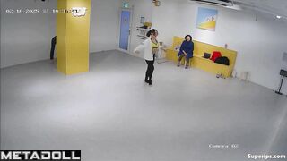 Asian girls dancing sexy in the dance hall, public camera