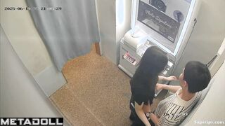 They hugging and kissing in public places (asian couple)