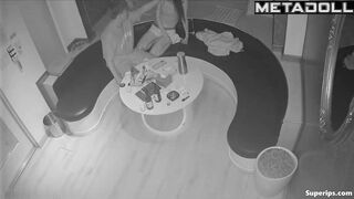 Drunk asian students kissing and enjoying oral sex in the karaoke club