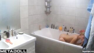 Passionate fuck of two gorgeous lesbians in the bathroom