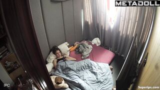 A young girl pleasures herself while watching interesting porn