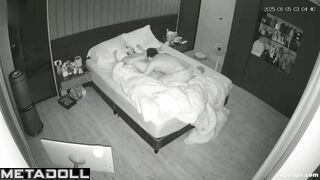 The awakened husband slid his hand under his bored wife's panties