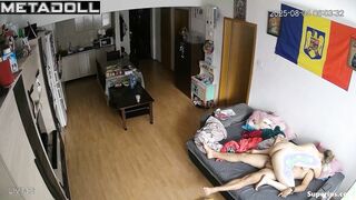 The horny Romanian woman sat on her hairy husband's small penis