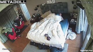Restless tattooed boyfriend sexually harasses sleepy blonde