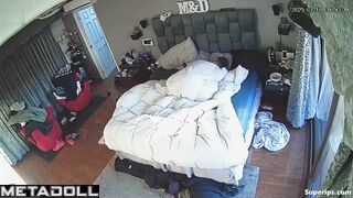 Restless tattooed boyfriend sexually harasses sleepy blonde