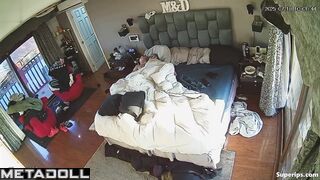 Restless tattooed boyfriend sexually harasses sleepy blonde