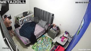 A girl in sexy lingerie turned on porn while sitting on her husband's cock