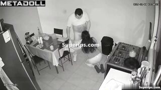 Sudden blowjob at the kitchen after dinner, secret video