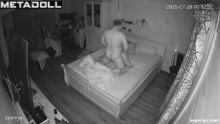 Naked spouses stay home together, sharing a moment of stillness