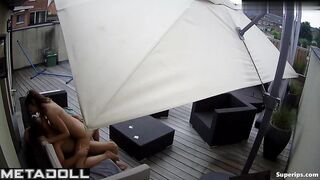 Spouses spend the day at balcony, resting hotly, look