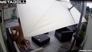 Spouses spend the day at balcony, resting hotly, look