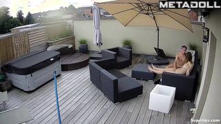 They was teasing each other on the huge balcony, look