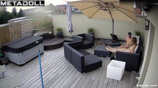 They was teasing each other on the huge balcony, look