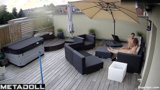 They was teasing each other on the huge balcony, look