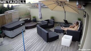 They was teasing each other on the huge balcony, look