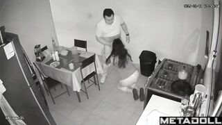 She dropped to her knees and sucked him (kitchen scenes)